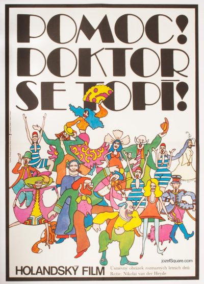 Movie Poster, Help, The Doctor Is Drowning, 70s Cinema Art