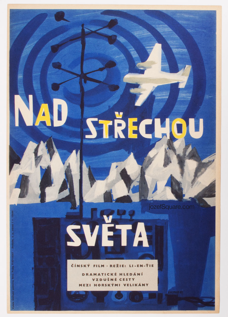 Movie Poster, Above the Roof of the World, Jiri Hilmar, 1960s Graphic Design