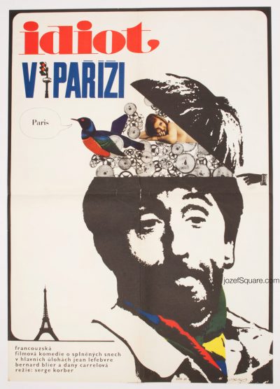 Movie Poster, Idiot in Paris, 60s French Cinema