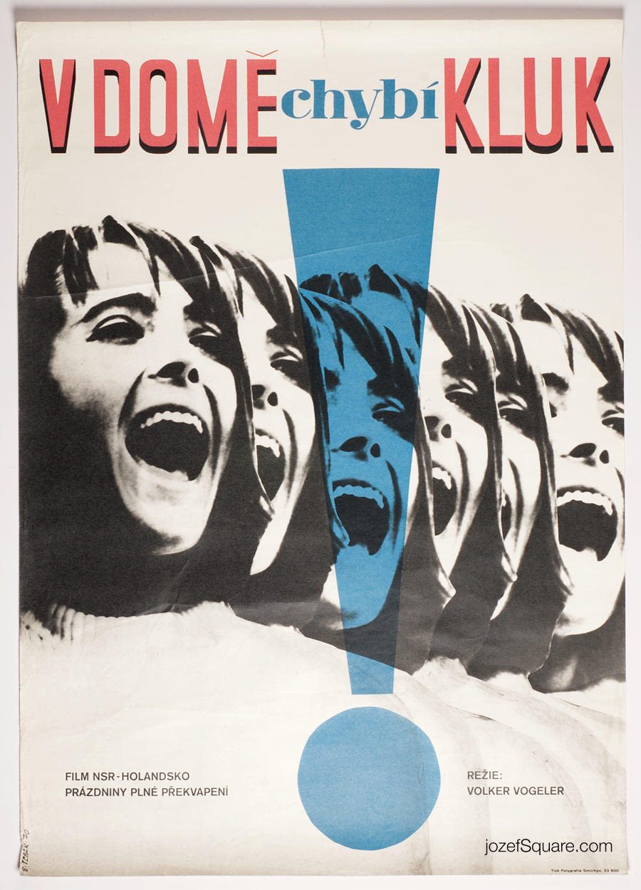 Kids Movie Poster, Boy is Missing in the House, Bretislav Sebek, 1970s Cinema Art