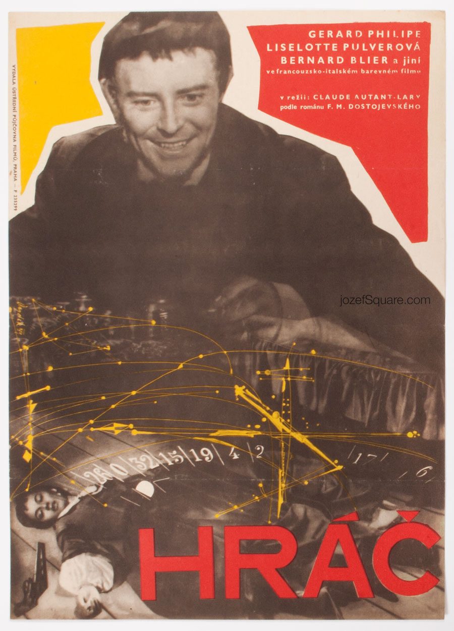 Movie Poster, The Gambler, Dostoyevsky, 50s Cinema Art