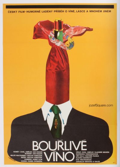 Movie Poster, Wine Working, Karel Vaca, 70s Cinema Art