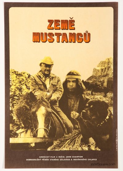 Mustang Country Movie Poster, 70s Western Cinema Art