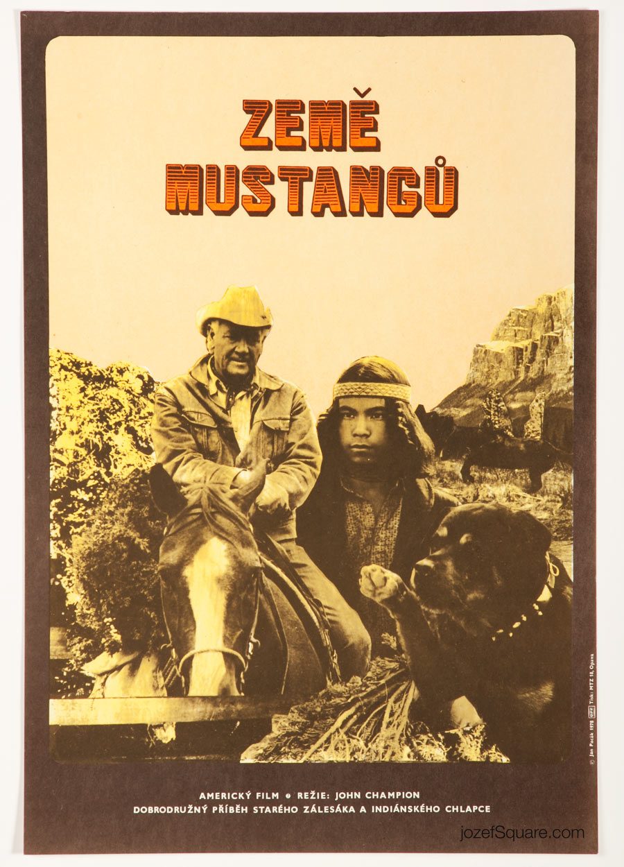 Mustang Country Movie Poster, 70s Western Cinema Art