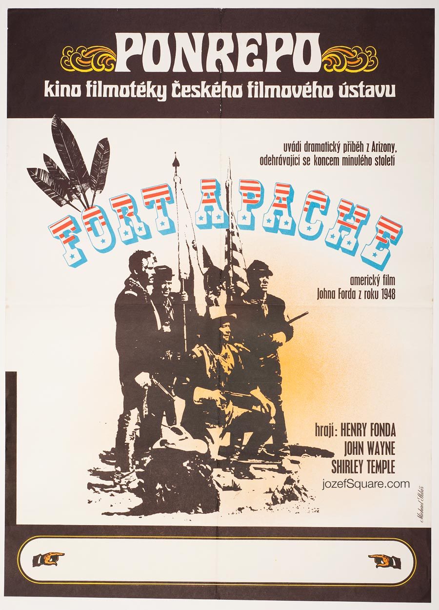 Fort Apache Movie Poster, John Wayne, 70s Western Cinema Art