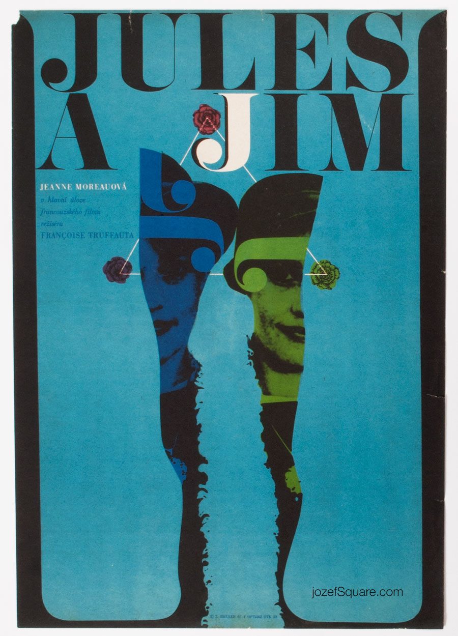 Jules and Jim Movie Poster, Francois Truffaut