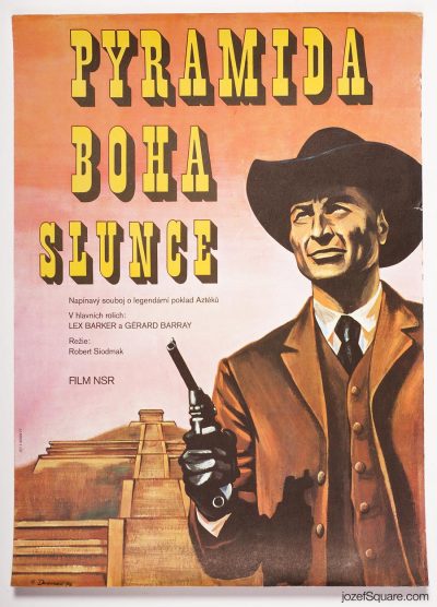 Western Movie Poster, Pyramid of the Sun God, 70s Cinema Art