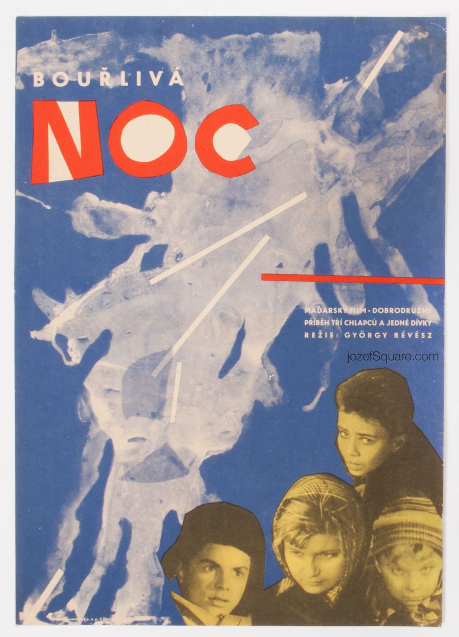 Movie Poster, Four Children in the Flood, 60s Cinema Art