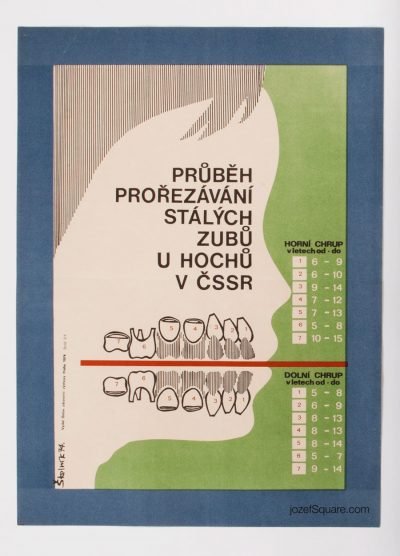 Health Advertising Poster, Process of Pruning Permanent Teeth for Boys