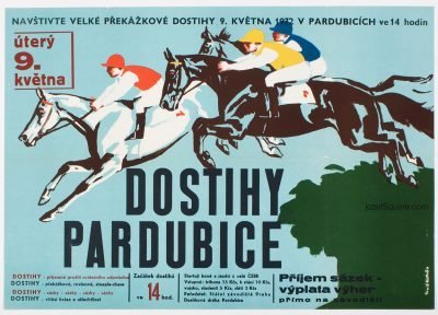 Horse Racing Poster, Pardubice Derby, Emil Kotrba