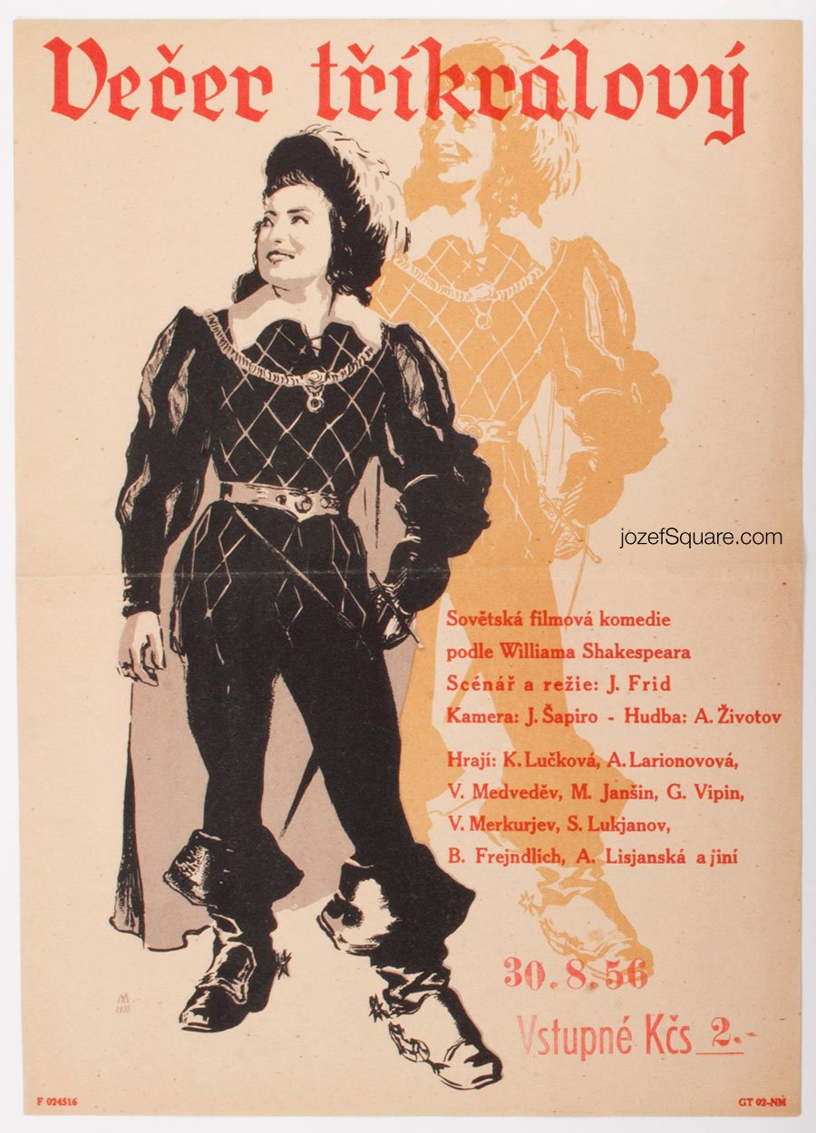 50s Movie Poster, Twelfth Night, William Shakespeare