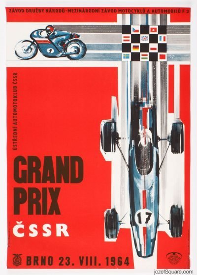 Racing Poster, Grand Prix Brno, International Motorcycle and F2 Race, Vladimir Valenta