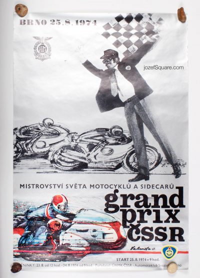 Racing Poster, Grand Prix Brno 1974, World Championship of Motorcycles and Sidecars