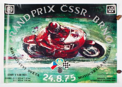 Racing Poster, Grand Prix Brno, World Championship of Motorcycles and Sidecars, Vladimir Valenta