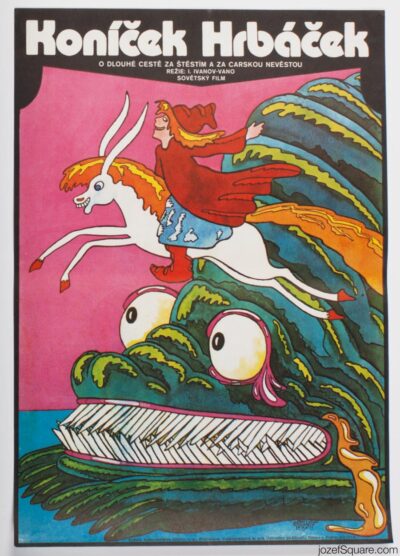 Children's Movie Poster, Humpbacked Horse, Vratislav Hlavaty, 70s Cinema Art