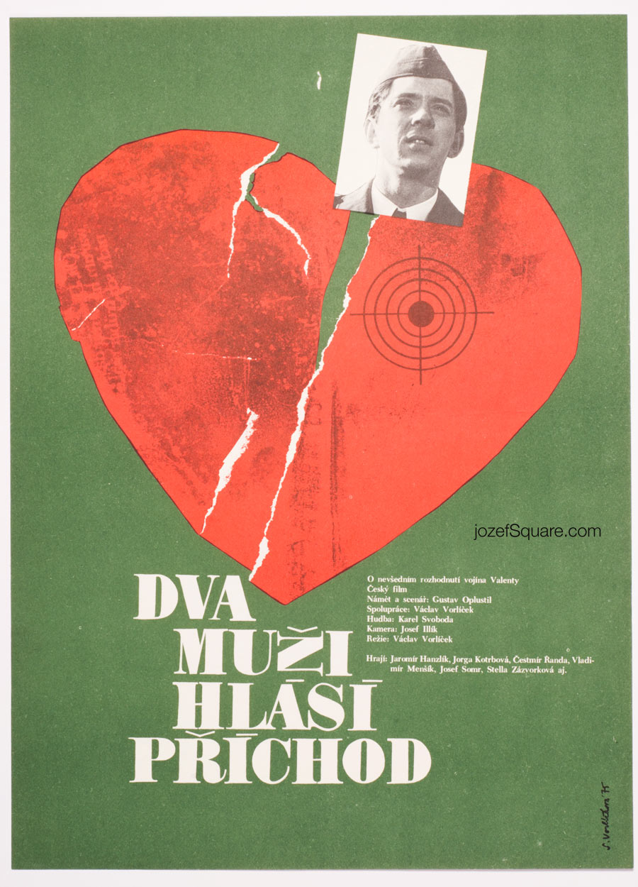 Movie Poster, Two Men Report their Arrival, Sona Vorlickova, 70s Cinema Art