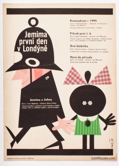 Children's Movie Poster, Jemima and Johnny, Miloslav Noll, 60s Cinema Art