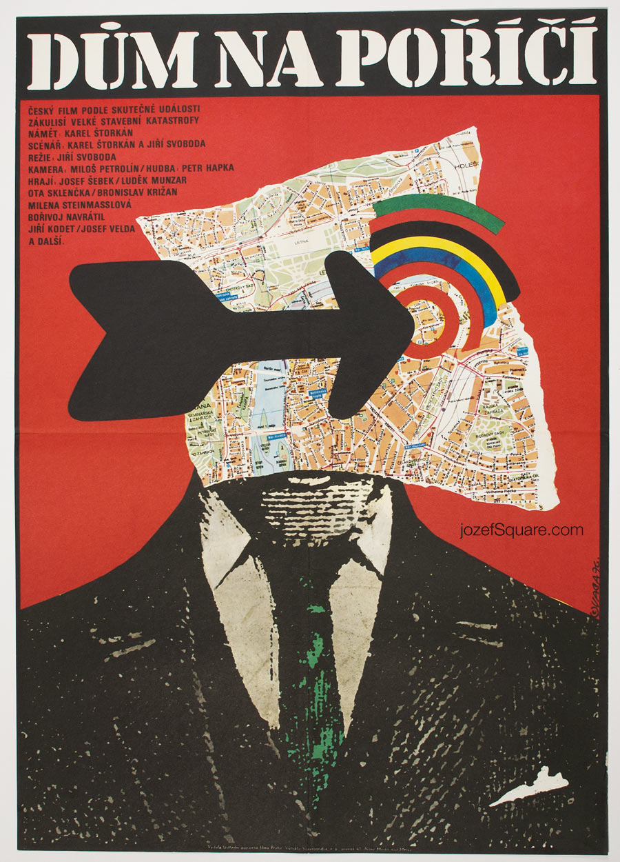 Movie Poster, House on Porici Street, Karel Vaca, 70s Cinema Art