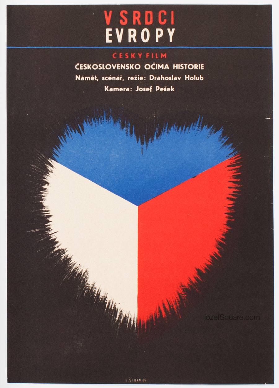 Minimalist Movie Poster, In the Heart of Europe, Bretislav Sebek, 60s Cinema Art