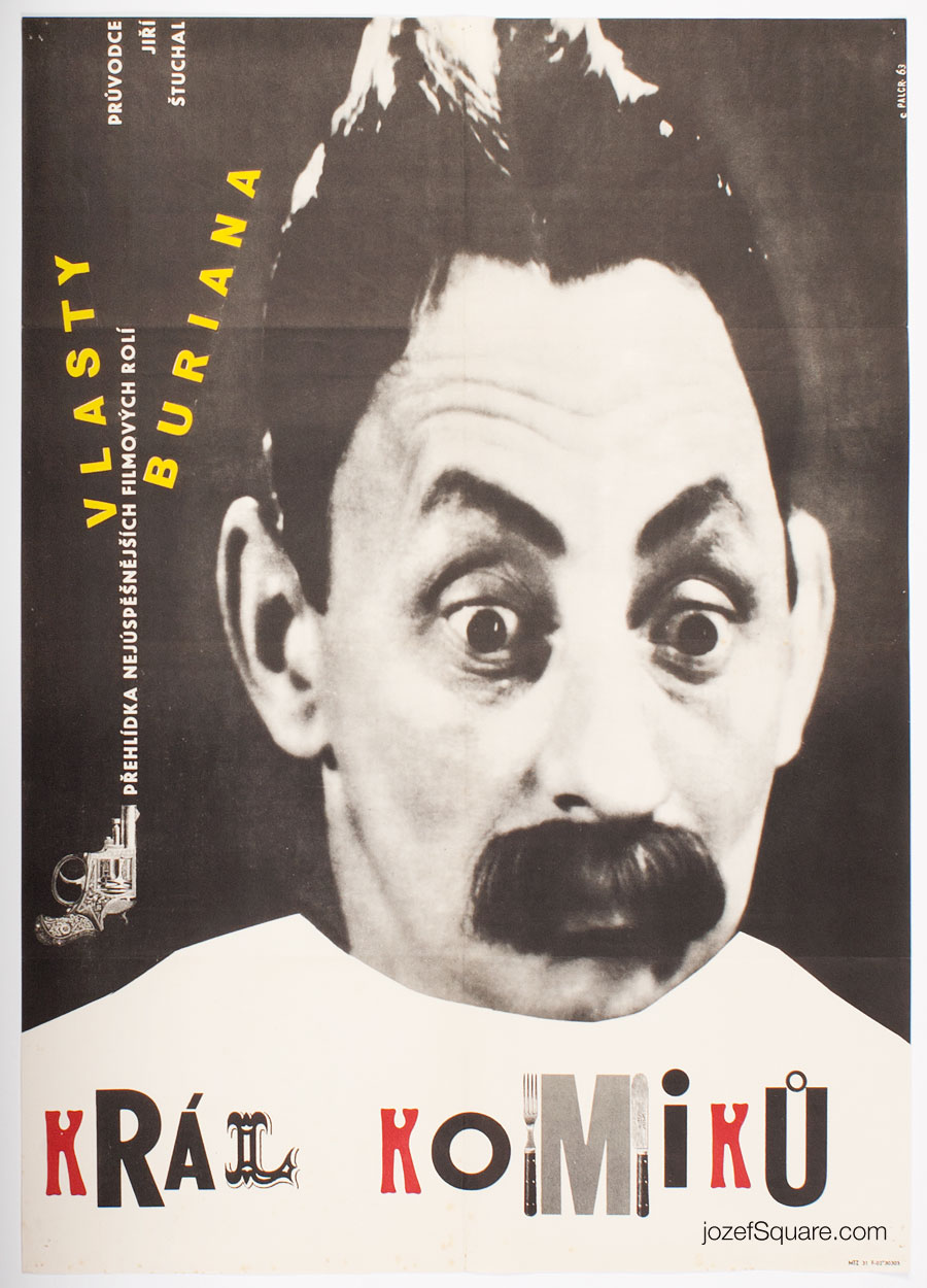 Movie Poster, King of Comedians, Zdenek Palcr, 60s Cinema Art