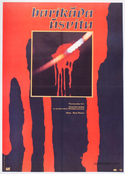 Movie Poster, Barricade at Point Du Jour, Zuzana Minacova, 70s Cinema Art