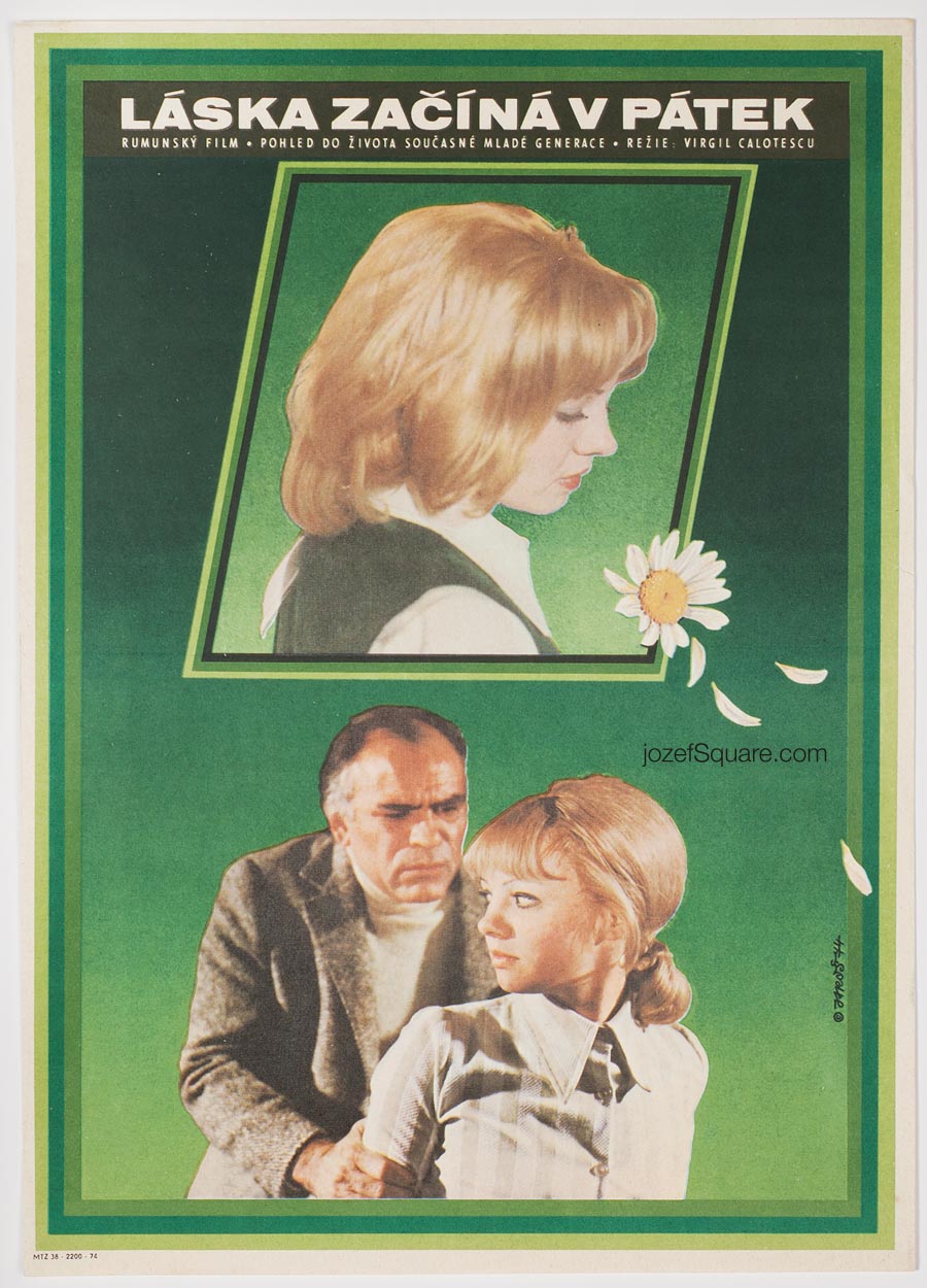 Movie Poster, Love Begins on Friday, Alexej Jaros, 70s Cinema Art