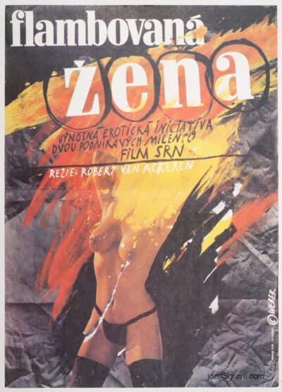Movie Poster, Woman in Flames, Jan Weber, 80s Cinema Art