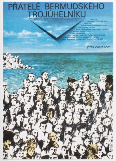 Movie Poster, Friends of the Bermuda Triangle, Novotna, 80s Cinema Art