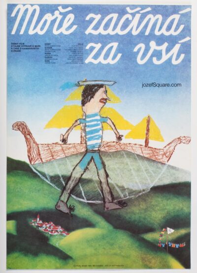 Movie Poster, Sea Starts behind our Village, Pavel Benes, 80s Cinema Art
