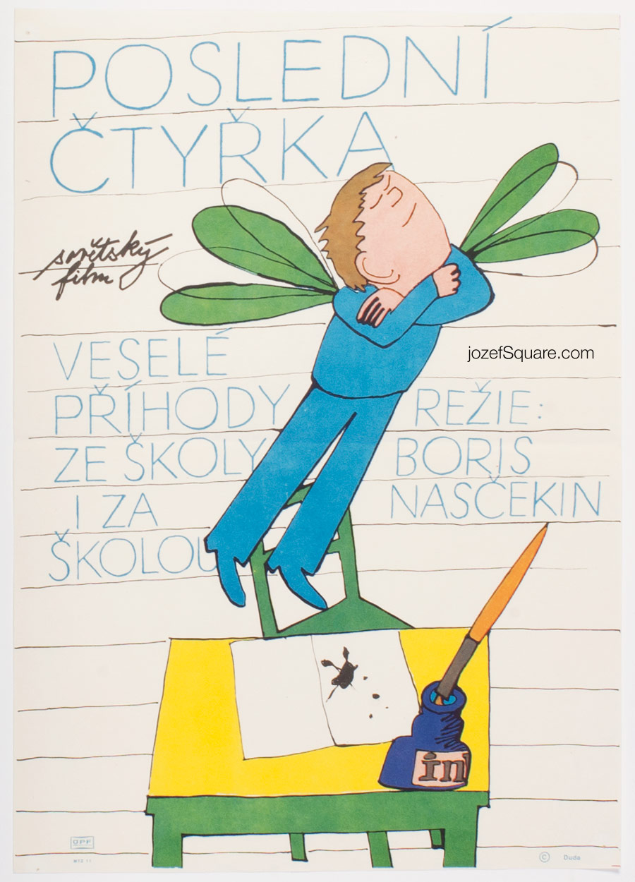 Children's Movie Poster, Last Bad Mark, Stanislav Duda, 80s Cinema Art