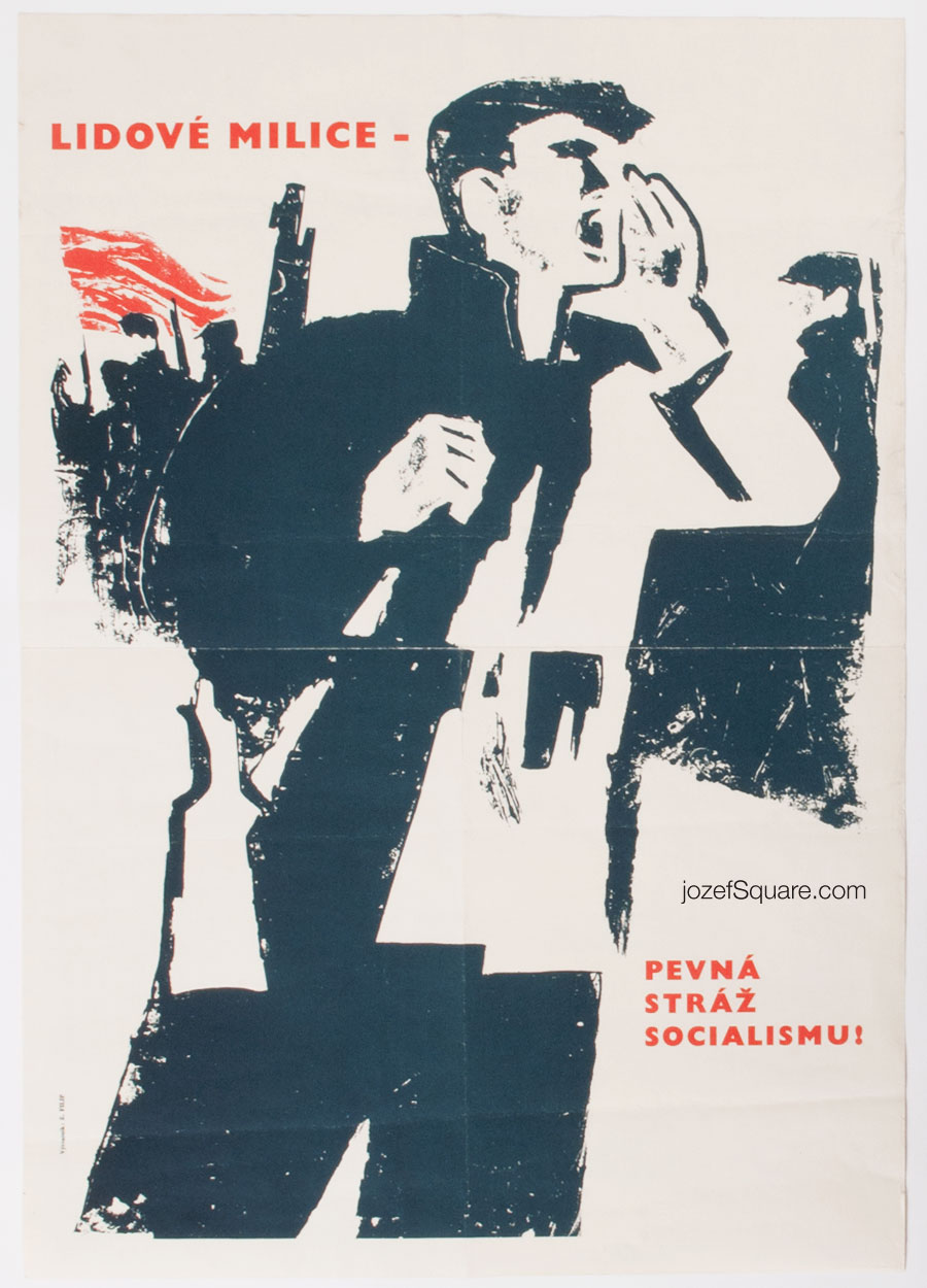 Propaganda Poster, People’s Militias, Zdenek Filip, 1970s