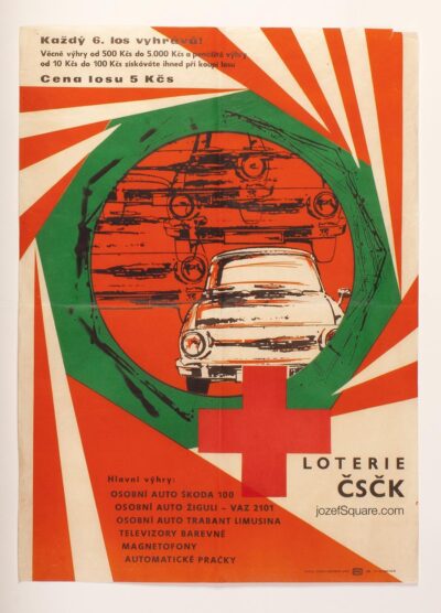 Advertising Poster, Czechoslovak Red Cross Lottery, 1970s Artwork