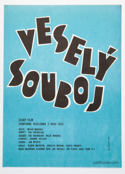 Typography Movie Poster, The Merry Duel, Alena Hubickova, 1970s Cinema Art