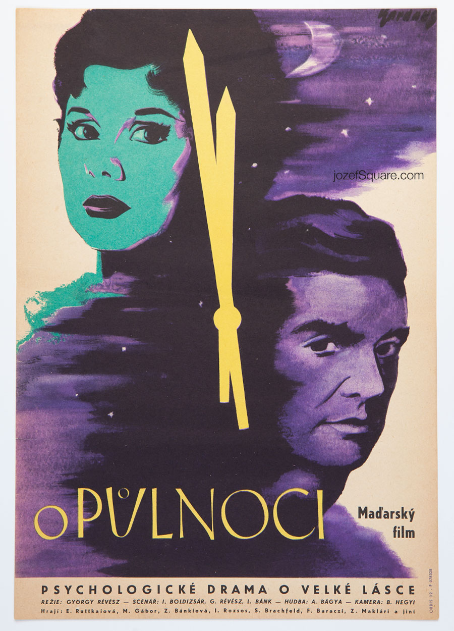 Movie Poster, At Midnight, Frantisek Kardaus, 1950s Cinema Art