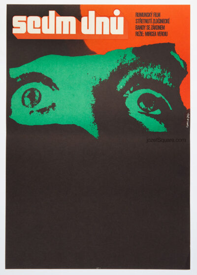 Minimalist Movie Poster, Seven Days, Karel Vaca, 1970s Cinema Art