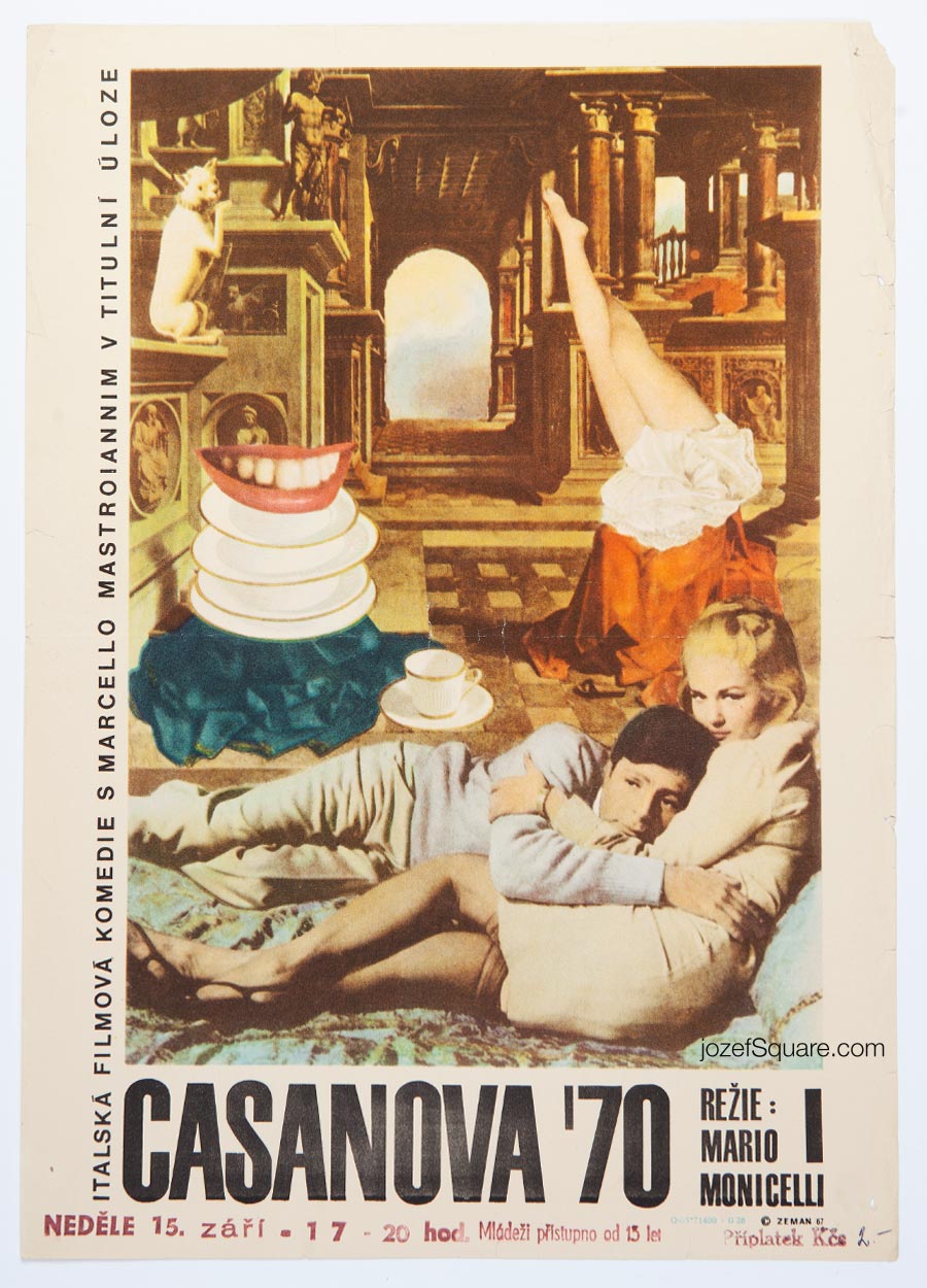 Movie Poster, Casanova 70, Vaclav Zeman, 1960s Cinema Art