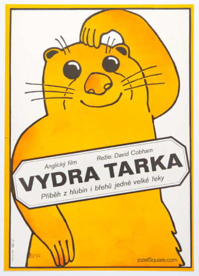 Illustrated Movie Poster, Tarka the Otter, Vratislav Hlavaty, 1980s Cinema Art