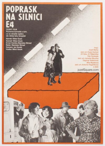 Movie Poster, Crash on Road E4, Alexej Jaros, 1980s Cinema Art