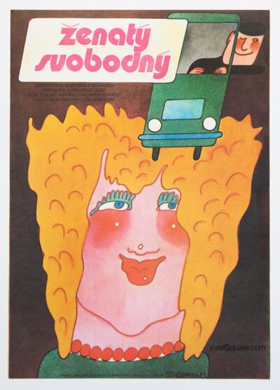 Movie Poster, A Married Bachelor, Karel Vaca, 1980s Cinema Art