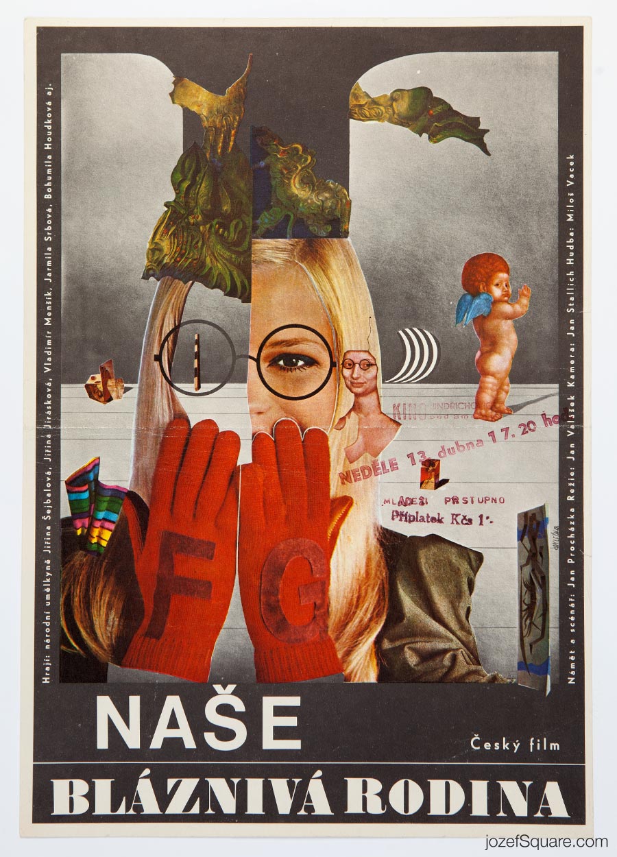Movie Poster, Our Crazy Family, Josef Vyletal, 1960s Cinema Art