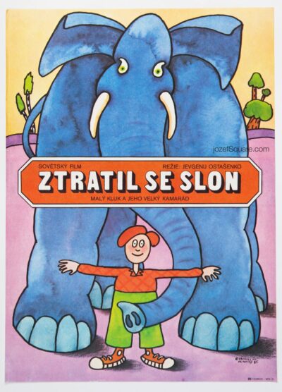 Movie Poster, An Elephant Got Lost, Vratislav Hlavaty, 1980s Movie Poster