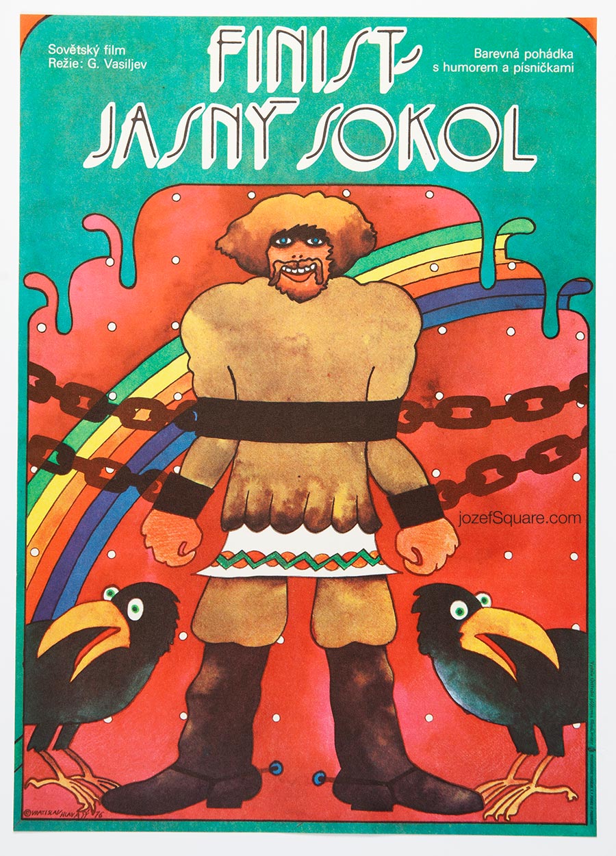 Movie Poster, Finist, the Brave Falcon, Vratislav Hlavaty, 1970s Cinema Art
