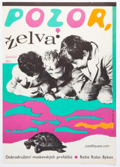 Movie Poster, Attention, Turtle, Frantisek Zalesak, 1970s Cinema Art