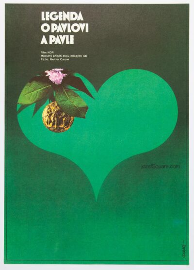 Romantic Movie Poster, The Legend of Paul and Paula, Zdenek Vlach, 1970s Cinema Art