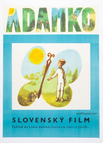 Children's Movie Poster, Little Adam, Edita Spannerova-Nemcikova, 1960s Cinema Art