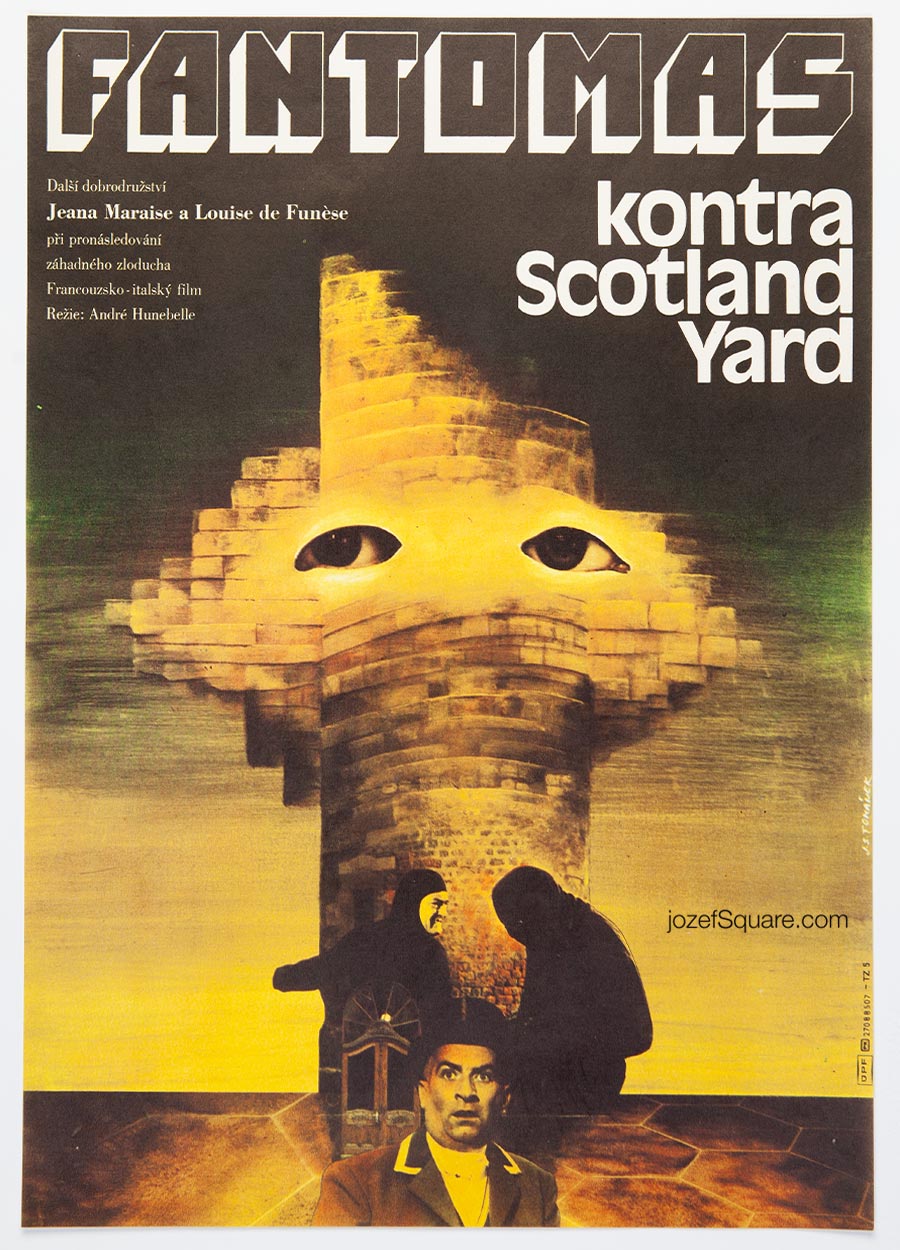 Movie Poster, Fantomas vs Scotland Yard, Jan Tomanek, 1980s Cinema Art