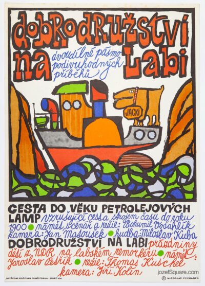 Children's Movie Poster, Dog Overboard, Miroslav Pechanek, 1970s Cinema Art