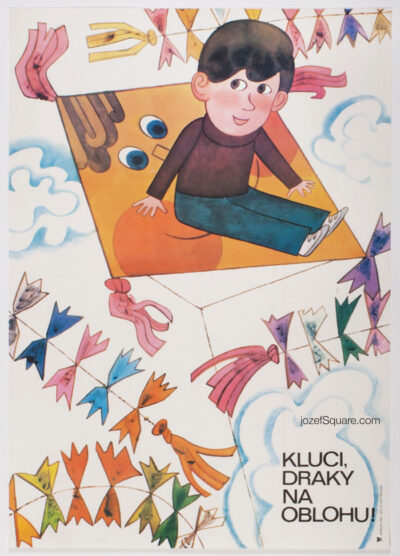 Advertising Poster, Boys Kites up in the Sky, Unknown Artist, 1970s