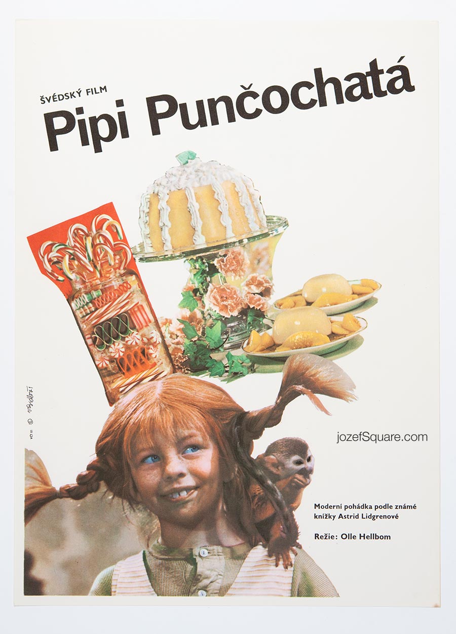 Movie Poster, Pippi Longstocking, Vladimir Bidlo, 1970s Cinema Art