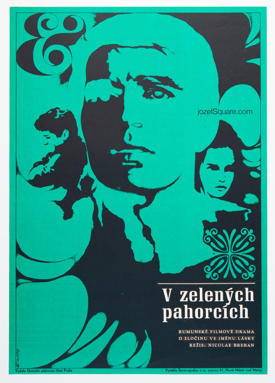 Movie Poster, Among the Green Hills, Zdenek Vlach, 1970s Cinema Art